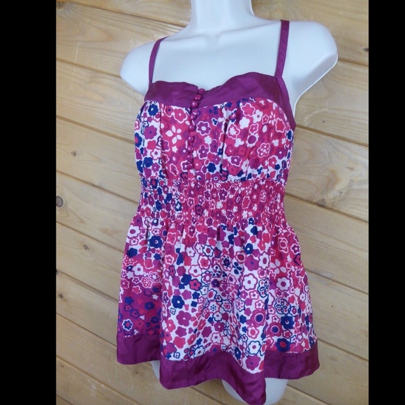 Odille Fuchsia Floral Silk Tunic Cami Ties Back 8 - Picture 10 of 10